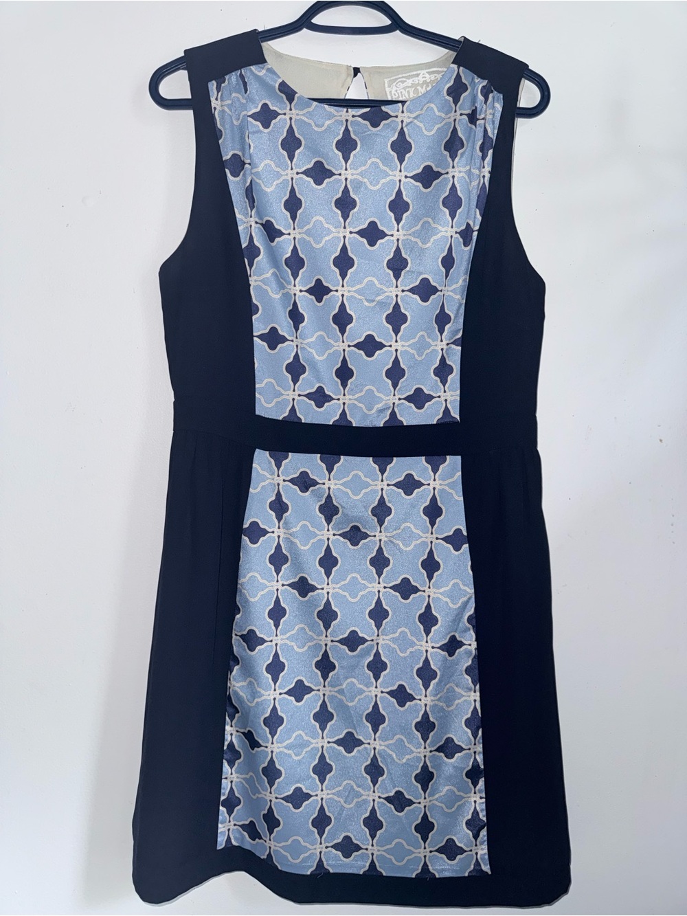 Pink Martini Tory Shift Dress with Blue Patterned Front Size L